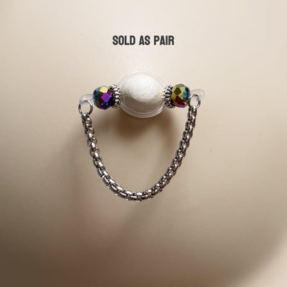 Sparkly Nipple Jewelry with Snake Chain - Fake Nipple Piercing / Nipple Rings