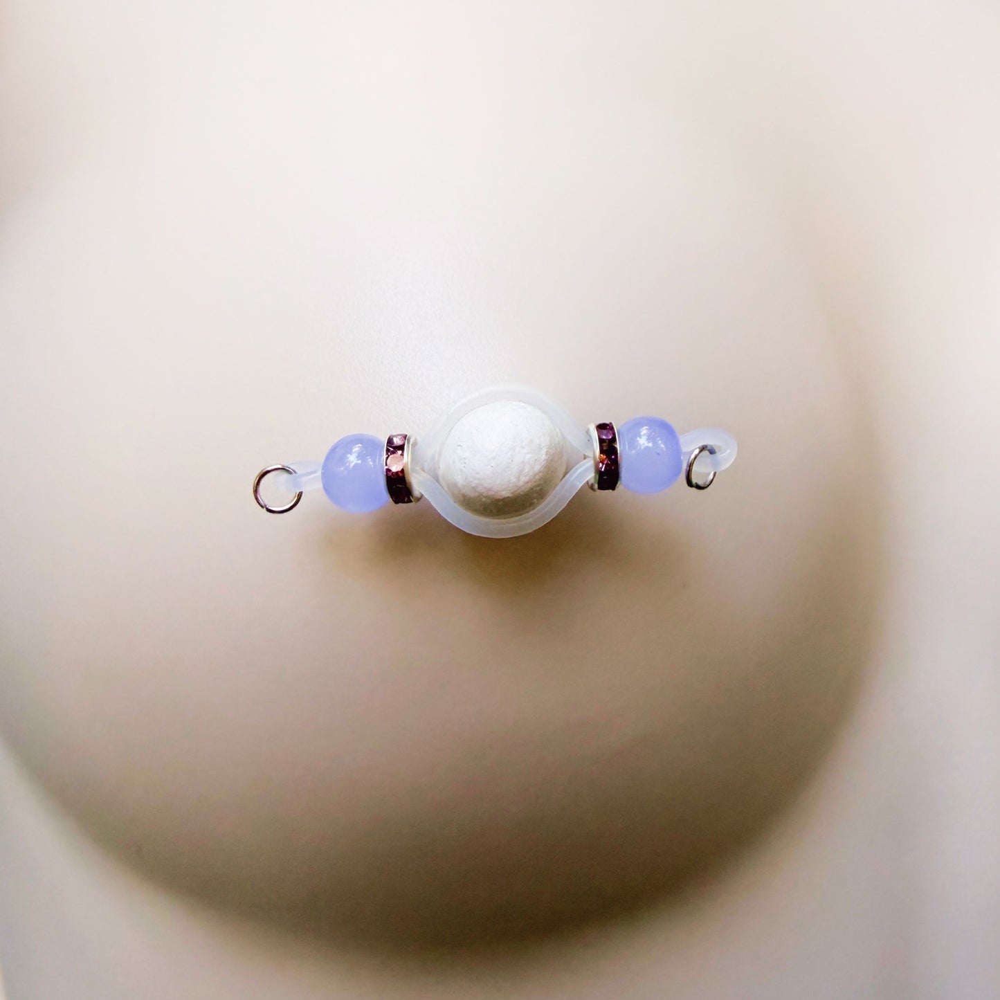 Fake Nipple Rings in 7 Colors with Rondelles - Barbell Faux Nipple Piercing / Non Piercing Nipple Jewelry