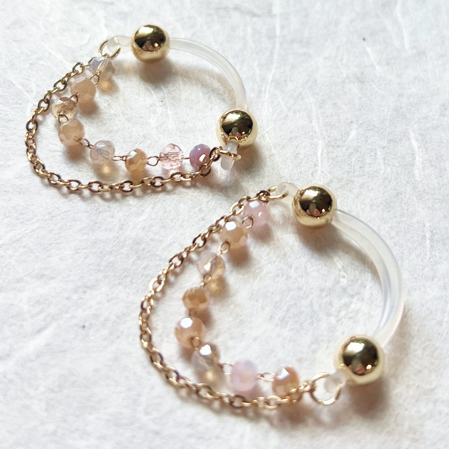 Luxury Golden Nipple Rings with Sparkly Chain - Fake Nipple Piercings / Non Piercing Nipple Jewelry