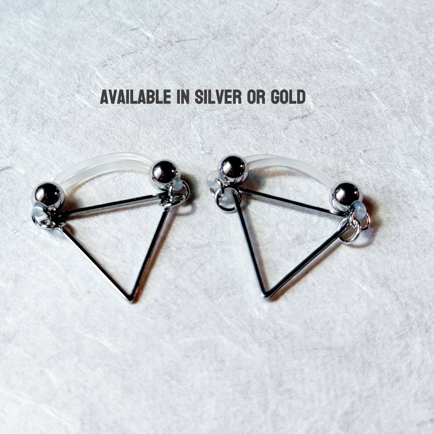 Fake Nipple Rings with Triangle Nipple Shield - Barbell Fake Nipple Piercings / Nipple Jewelry