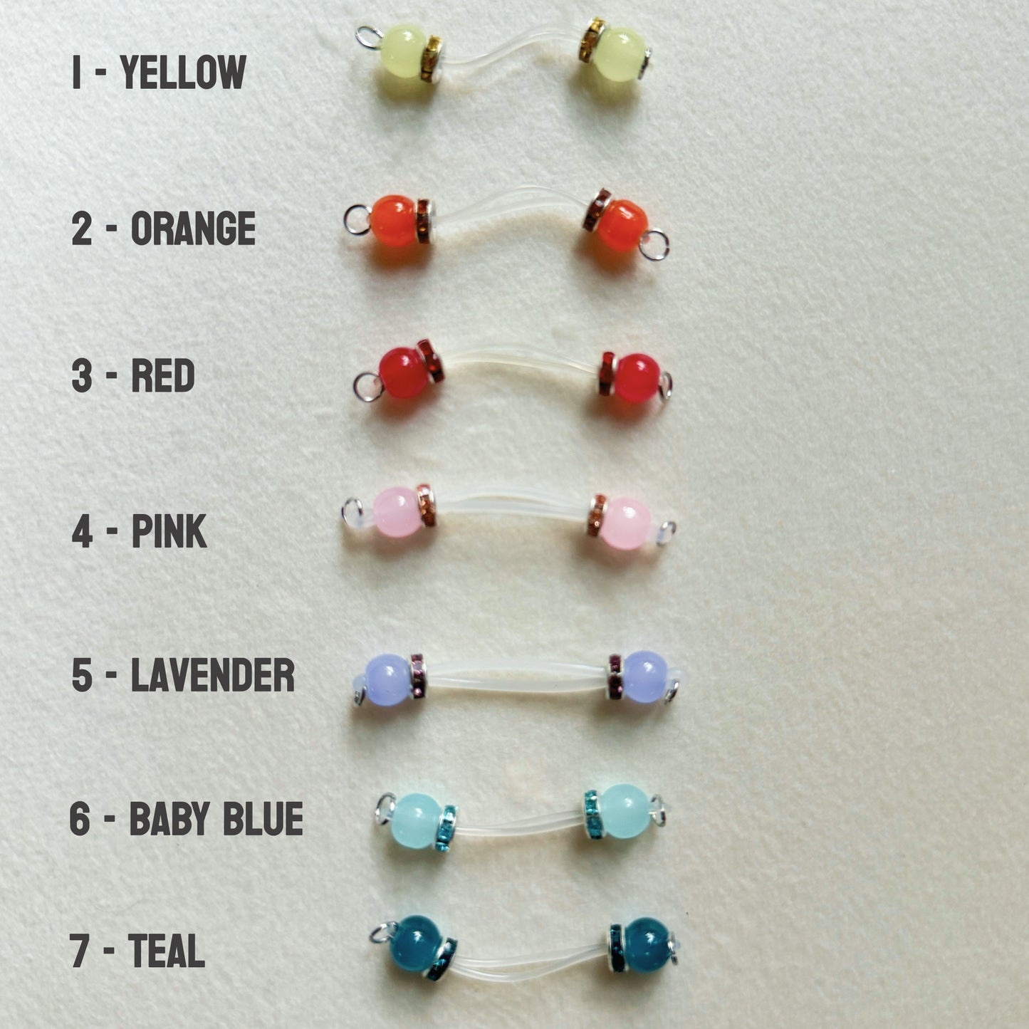 Fake Nipple Rings in 7 Colors with Rondelles - Barbell Faux Nipple Piercing / Non Piercing Nipple Jewelry