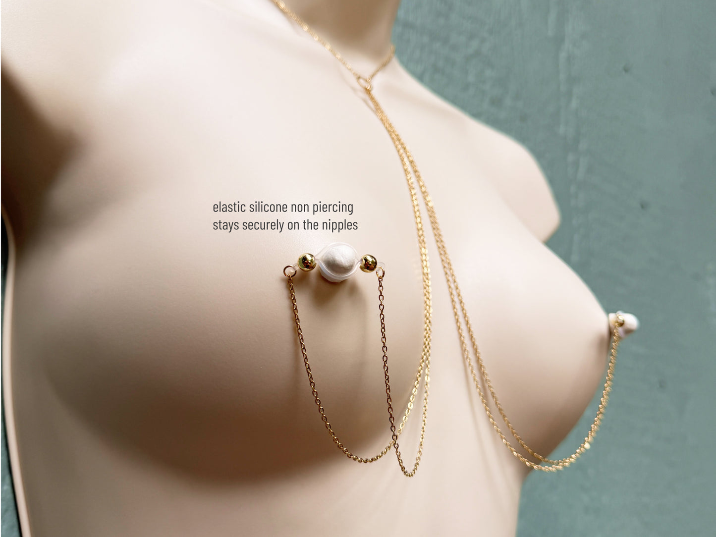 Choker to Nipple Rings - Faux Nipple Piercing Body Chain Jewelry / Chain Bra