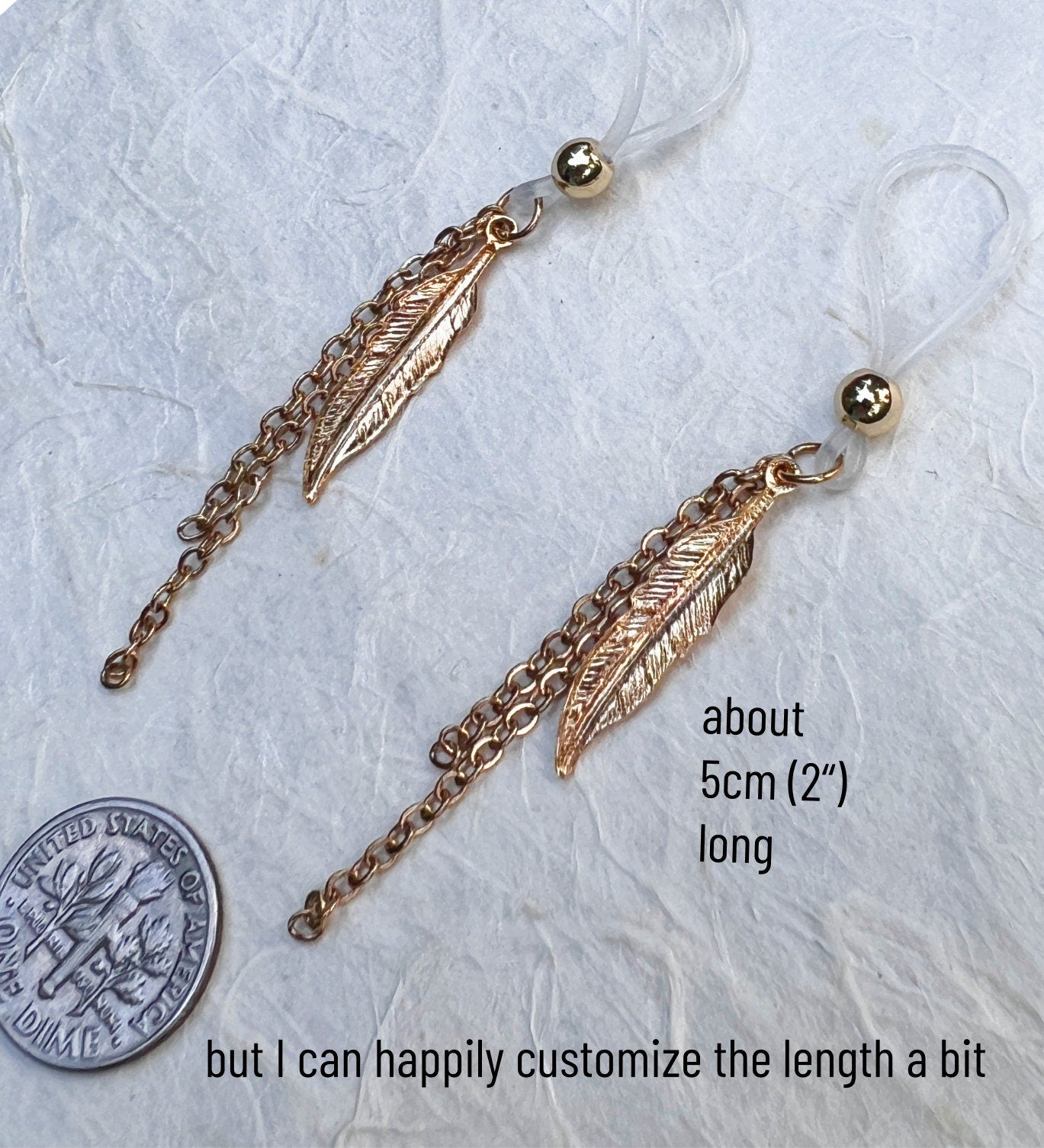 Feather Dangle - Faux Nipple Piercing / Non Piercing Nipple Jewelry