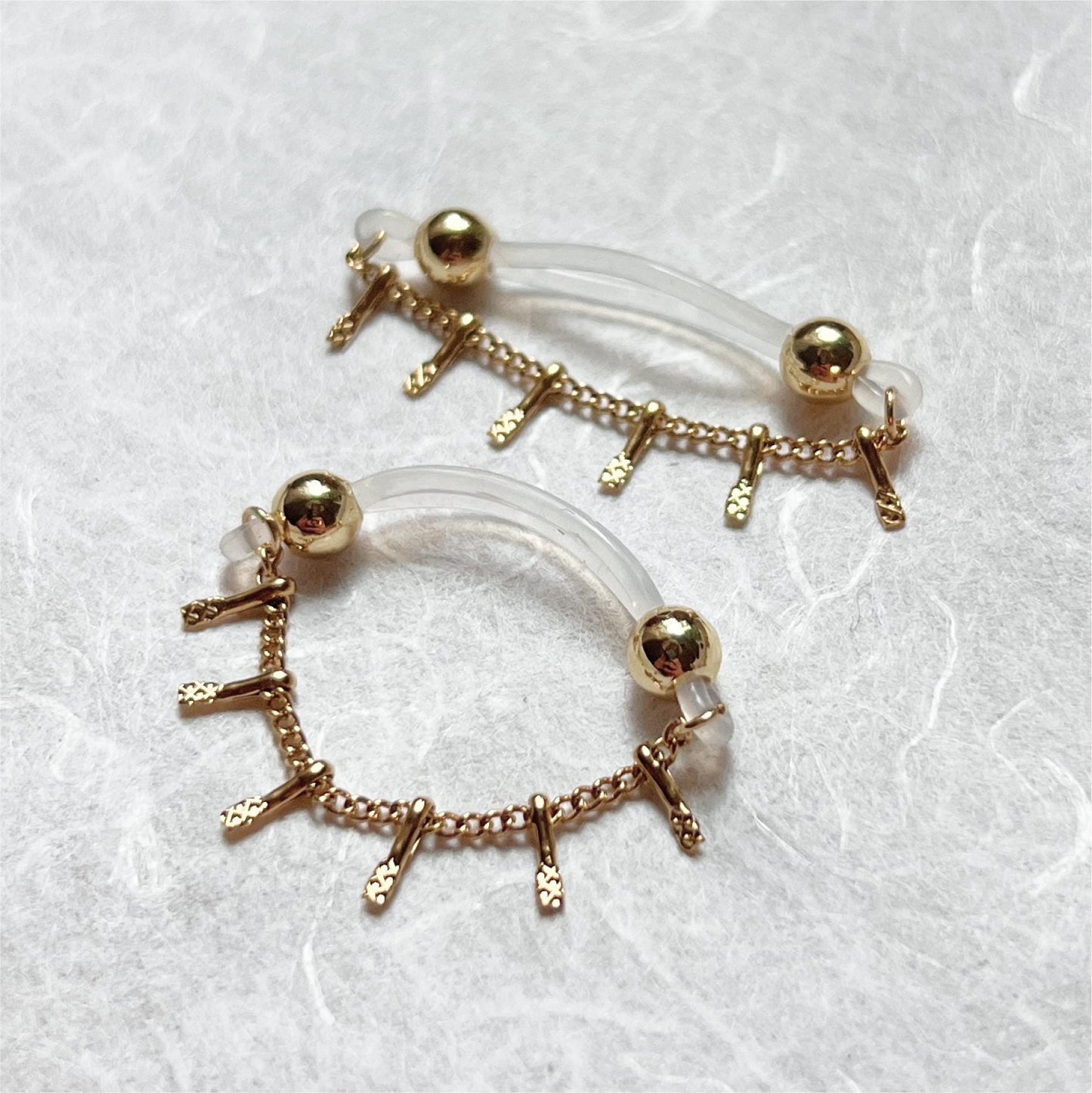 Boho Dainty Gold Chain Fake Nipple Piercing - Barbell Nipple Chain Piercings / Non Piercing Nipple Jewelry