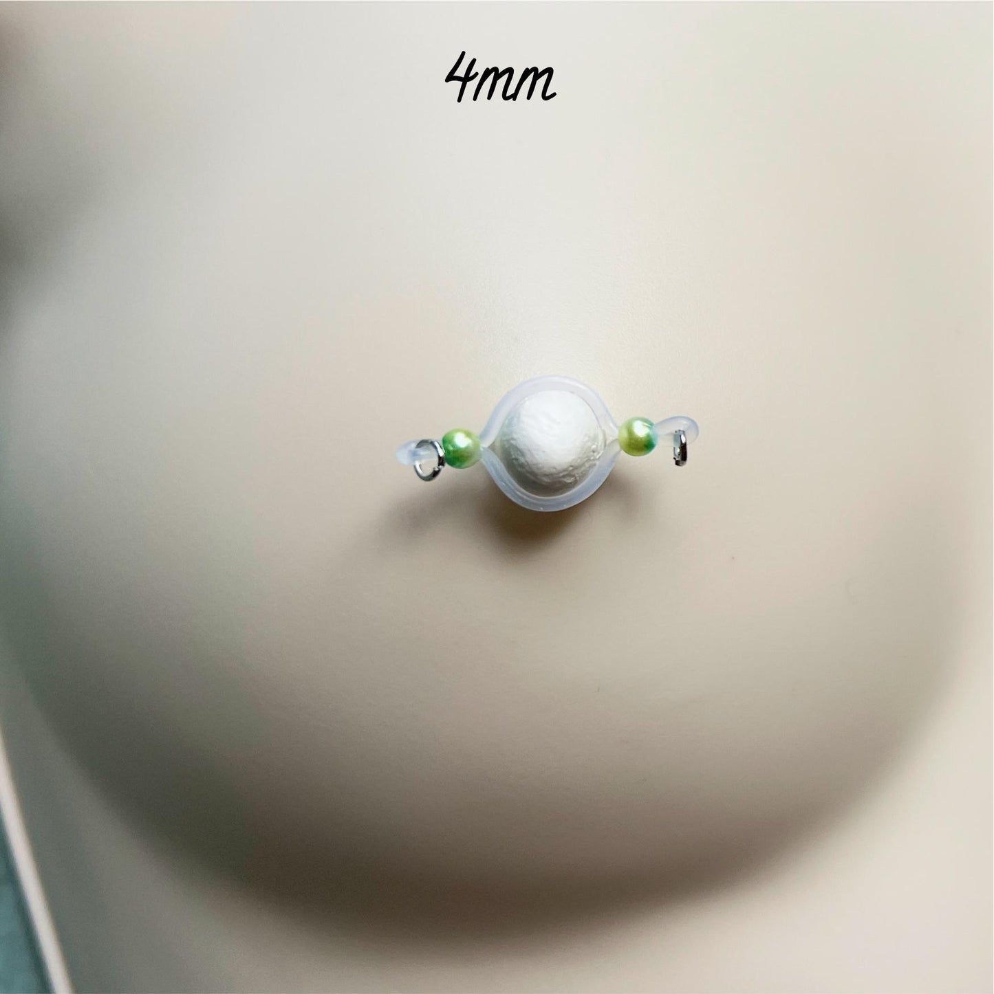 Colorful Pearl Barbell Nipple Rings / Faux Nipple Piercing / Non Piercing Nipple Jewelry