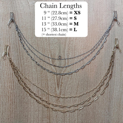 Nipple Clamps with Chains - Triple Nipple Chain Connector / Body Chain to Nipple Jewelry