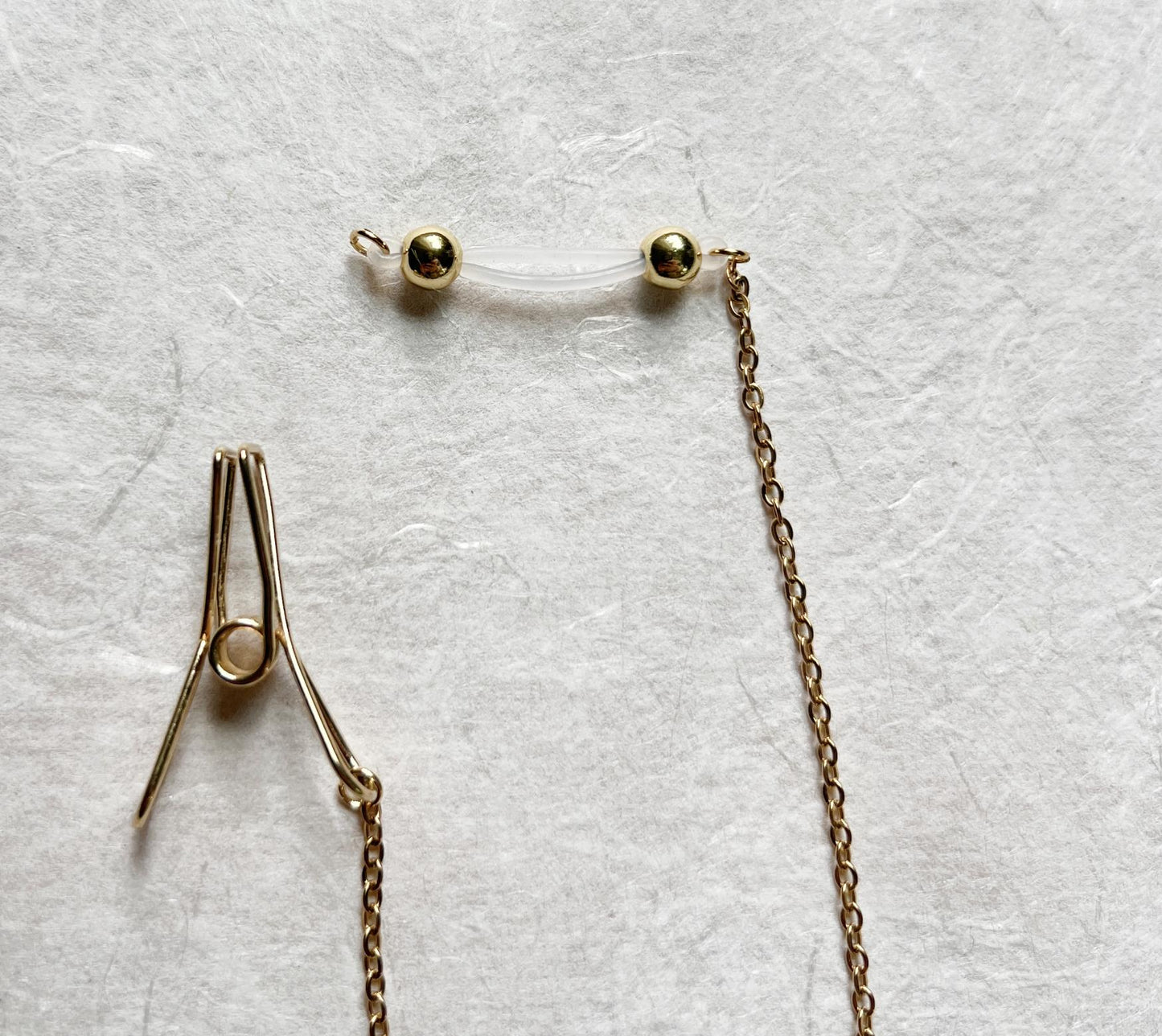 Triangle Choker Necklace to Faux Nipple Piercing or Nipple Clamp - Body Chain Jewelry / Bra Chain