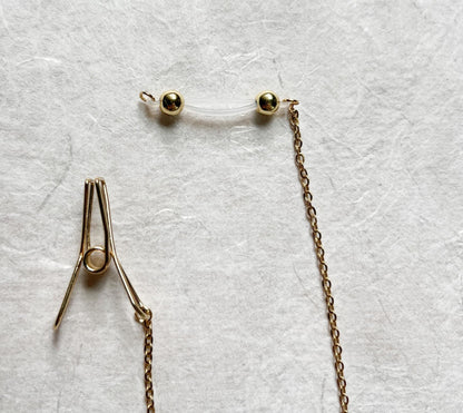 Triangle Choker Necklace to Faux Nipple Piercing or Nipple Clamp - Body Chain Jewelry / Bra Chain