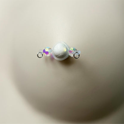 Dainty Glass Crystal - Barbell Nipple Rings / Faux Nipple Piercing