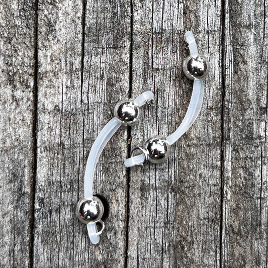 Classic Silver Barbell Fake Nipple Piercing - Barbell Nipple Rings / Nipple Jewelry Non Piercing