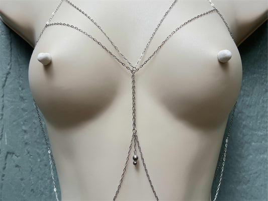 Chain Bra, Silver Body Chain, Boho Style Breast Chain