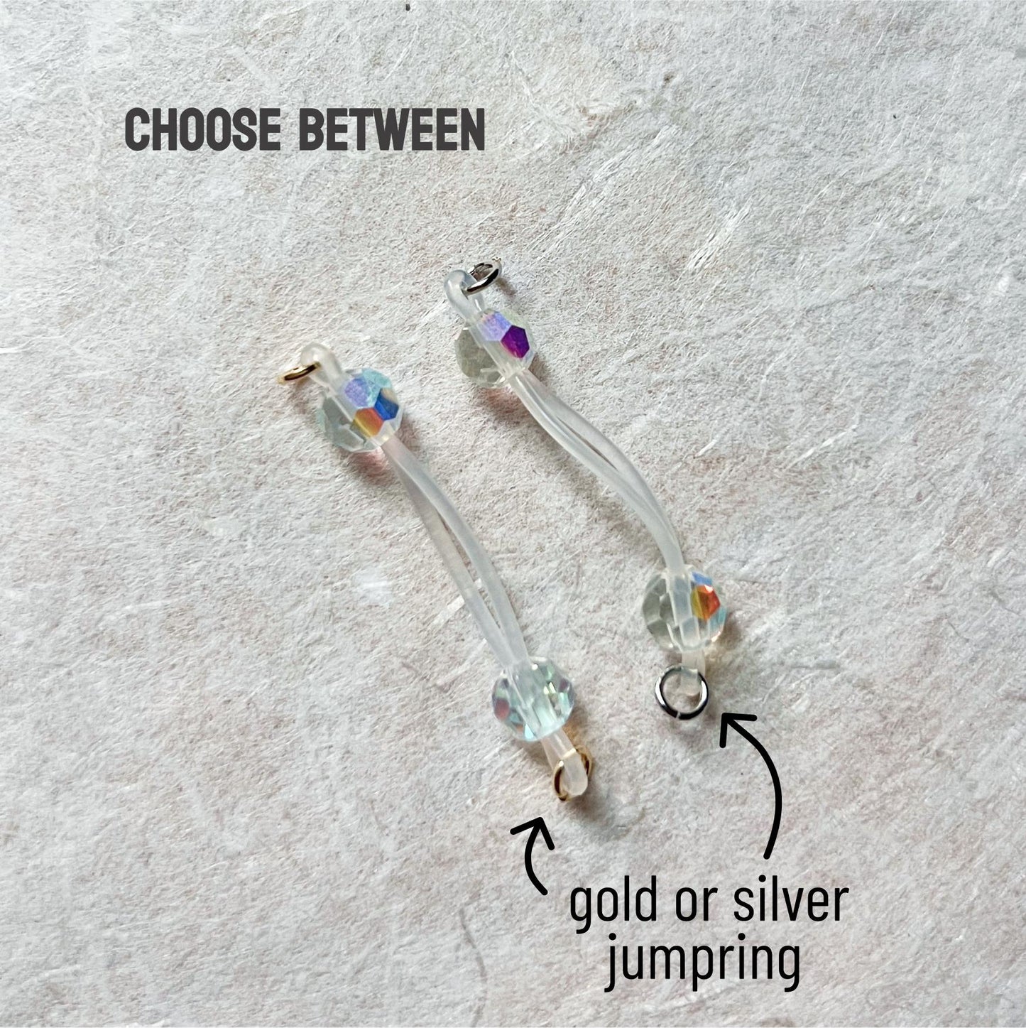 Dainty Glass Crystal - Barbell Nipple Rings / Faux Nipple Piercing