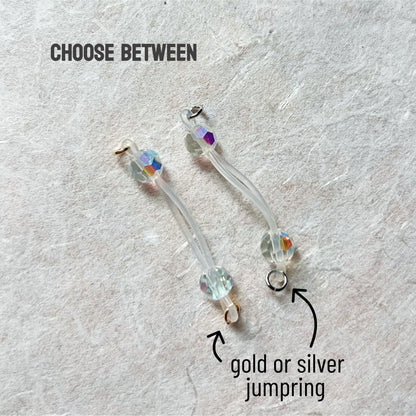 Dainty Glass Crystal - Barbell Nipple Rings / Faux Nipple Piercing