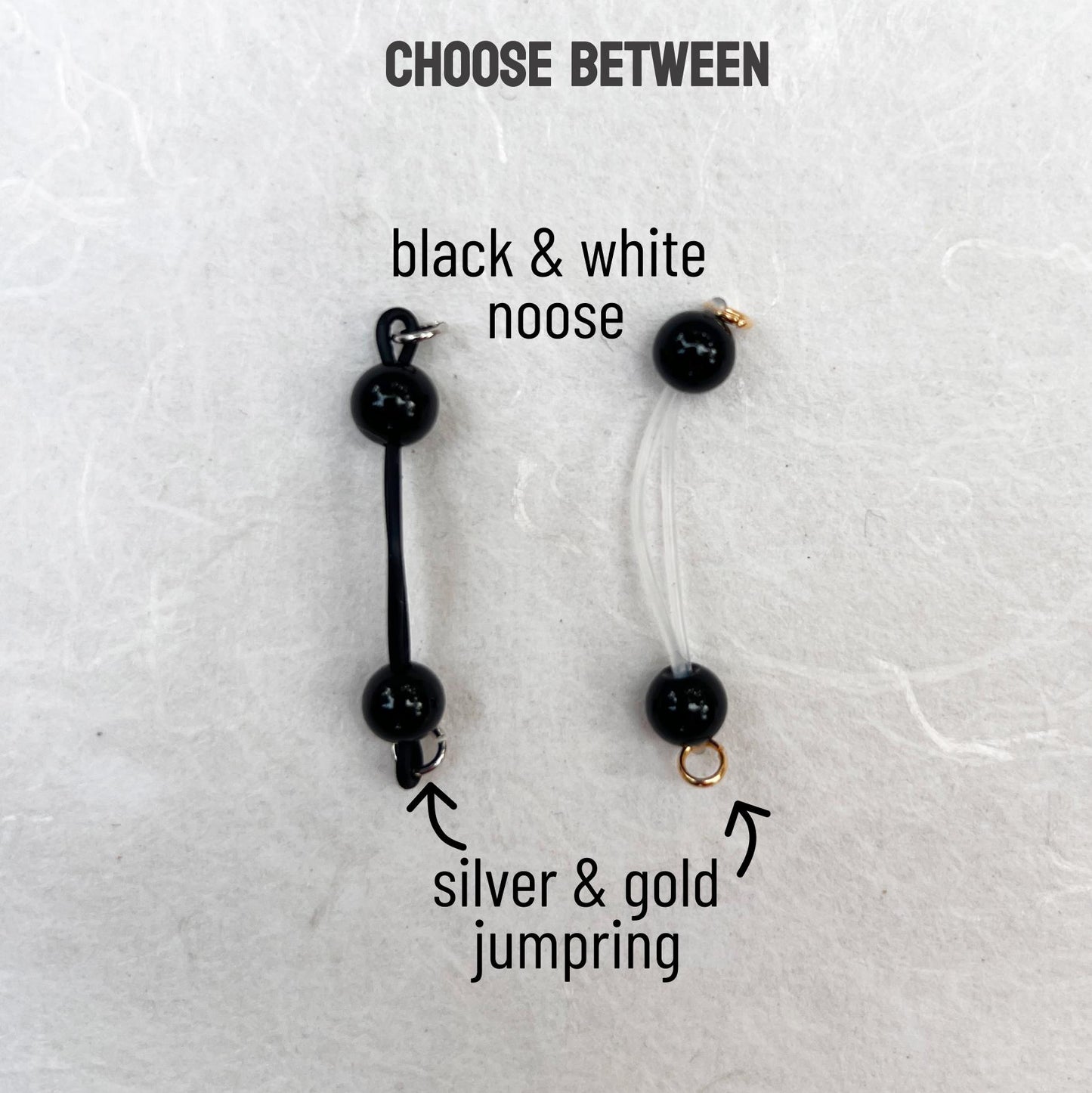 Black Agate - Barbell Nipple Rings / Faux Nipple Piercing