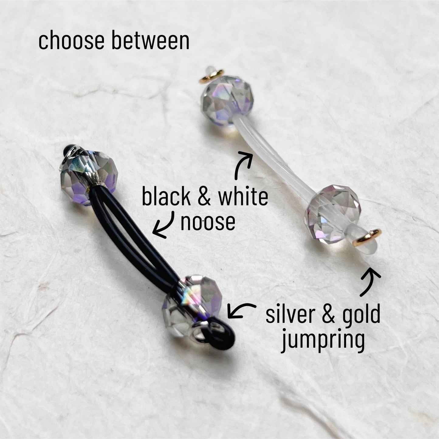 Classic Sparkly Barbell Nipple Rings / Faux Nipple Piercing / Nipple Chain Piercing