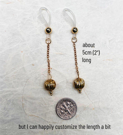 Gold Melon Dangle - Faux Nipple Piercing / Non Piercing Nipple Jewelry
