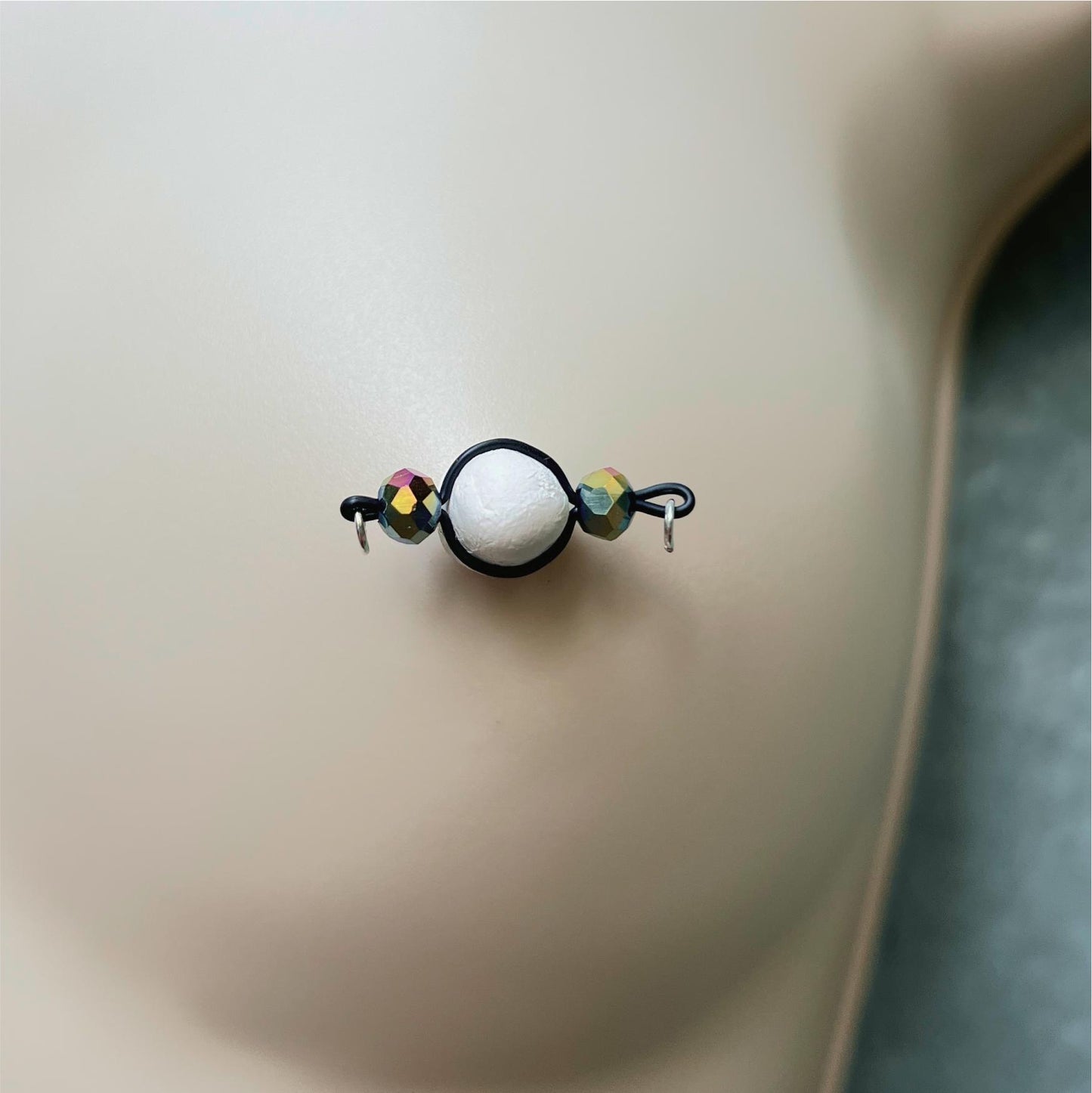 Peacock Sparkly Fake Nipple Piercings - Barbell Nipple Rings / Nipple Jewelry Non Piercing