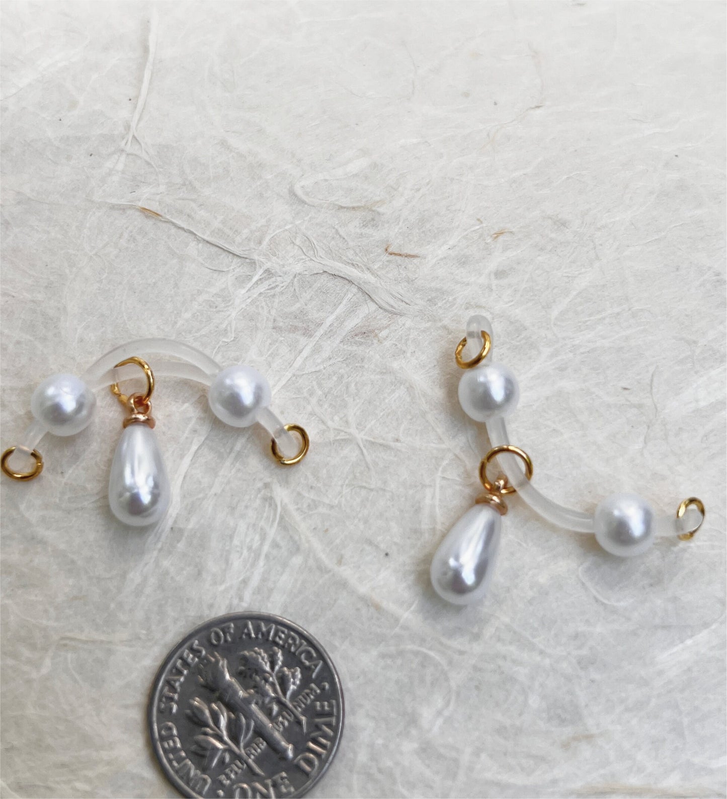 Little Pearl Charm - Pearl Barbell Nipple Rings / Faux Nipple Piercing