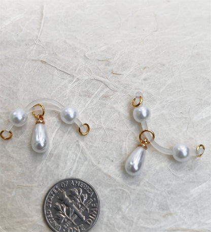 Little Pearl Charm - Pearl Barbell Nipple Rings / Faux Nipple Piercing