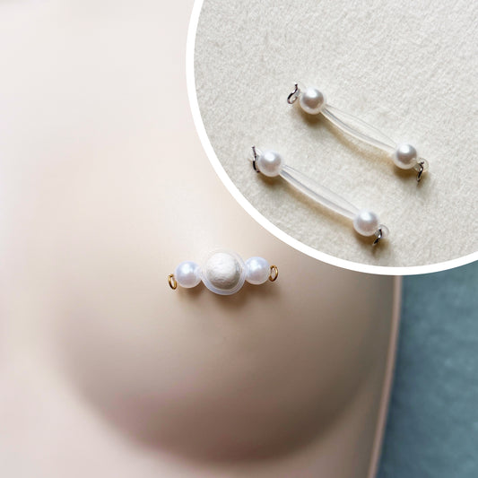 Pearl Barbell Nipple Rings / Faux Nipple Piercing with Pearls