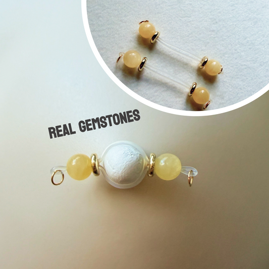 Real Gemstone Faux Nipple Piercings - Barbell Fake Nipple Rings / Non Piercing Nipple Jewelry