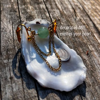 Labia Clip with Chains and Crystal Beads - Sensual Labia Jewelry / Intimate Jewelry