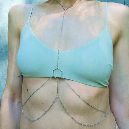 Boho Chain Bra / Geometric Body Chain Jewelry - Waterproof Bra Chain