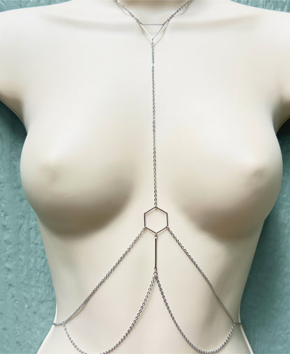 Boho Chain Bra / Geometric Body Chain Jewelry - Waterproof Bra Chain