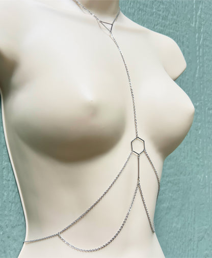 Boho Chain Bra / Geometric Body Chain Jewelry - Waterproof Bra Chain