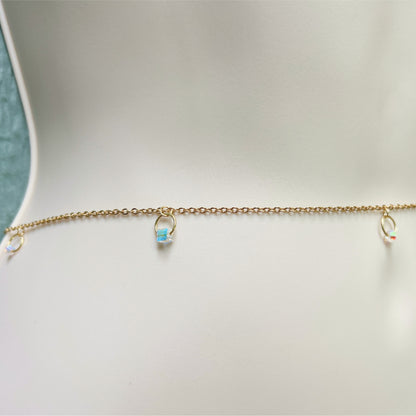 Crystal Beaded Gold Belly Chain / Boho Waist Chain Jewelry - Waterproof Body Chain