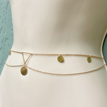 Double Belly Chain With Coins / Bollywood Waist Chain Jewelry - Waterproof Boho Body Chain