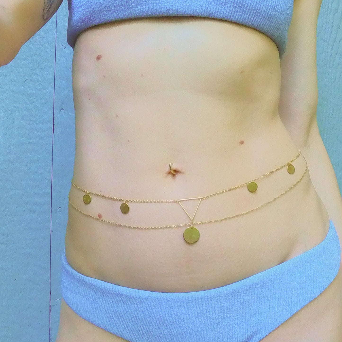 Double Belly Chain With Coins / Bollywood Waist Chain Jewelry - Waterproof Boho Body Chain