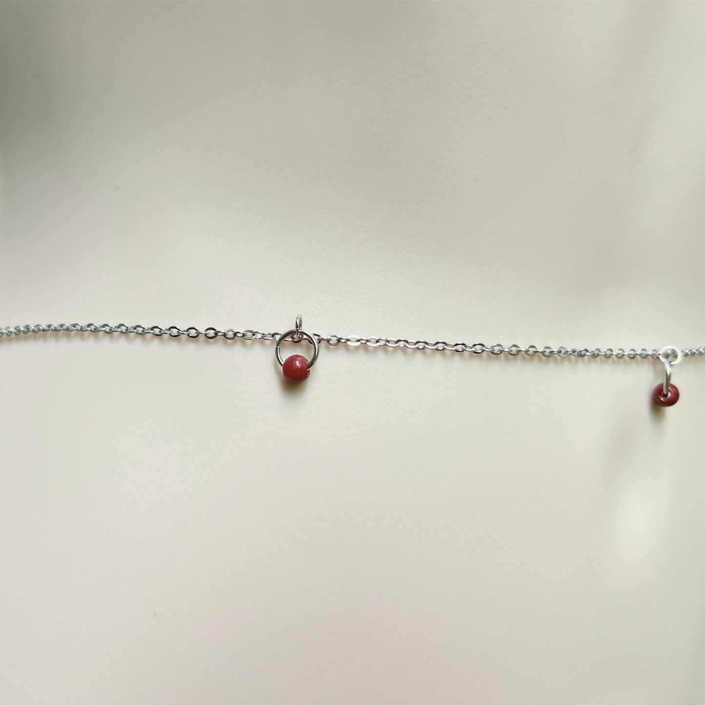 Beaded Belly Chain With Red Stones / Waist Chain Jewelry - Waterproof Body Chain