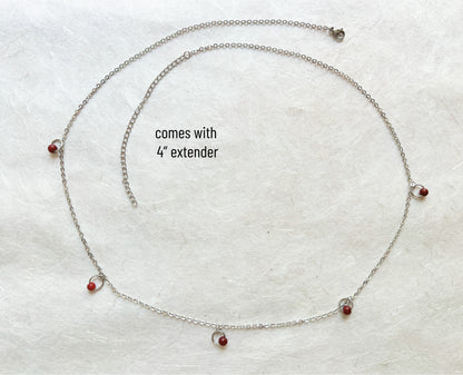 Beaded Belly Chain With Red Stones / Waist Chain Jewelry - Waterproof Body Chain