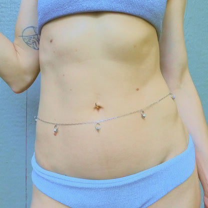 Silver Belly Chain with Roundels / Boho Waist Chain Jewelry - Waterproof Body Chain