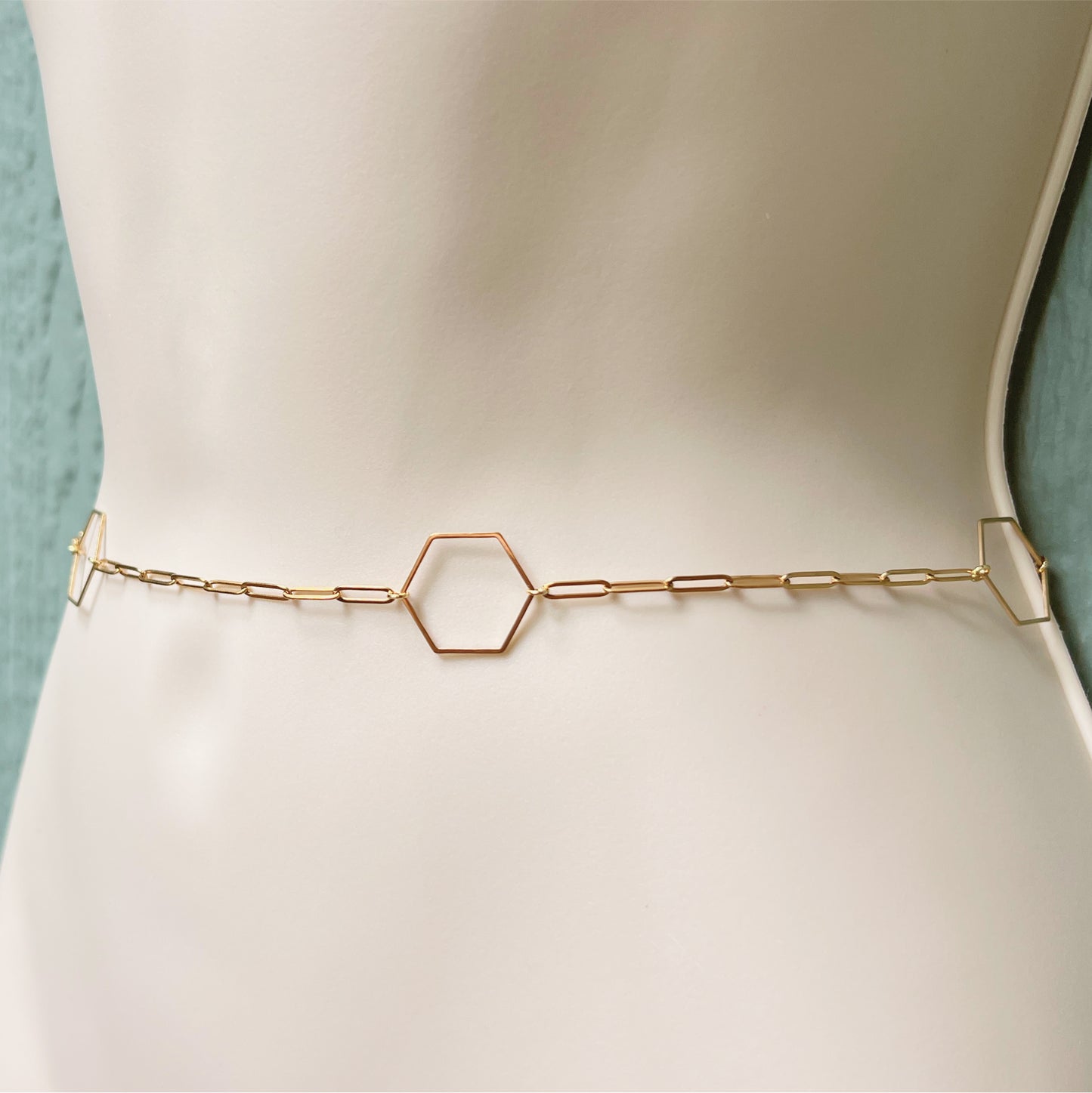 Paperclip & Polygons Belly Chain / Waist Chain Jewelry - Waterproof Body Chain