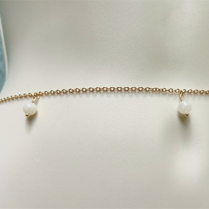 Dainty Belly Chain Beaded with Pearls or Moonstone / Waist Chain Jewelry - Waterproof Body Chain