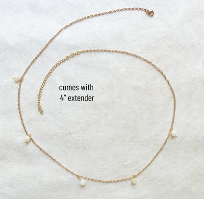 Dainty Belly Chain Beaded with Pearls or Moonstone / Waist Chain Jewelry - Waterproof Body Chain