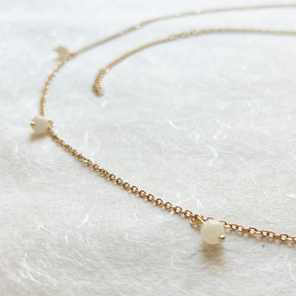 Dainty Belly Chain Beaded with Pearls or Moonstone / Waist Chain Jewelry - Waterproof Body Chain
