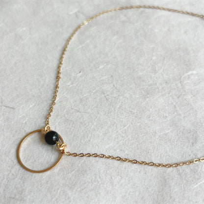 Discreet Day Collar with little Agate Moonstone or Pearl /  O Ring Choker Necklace - Submissive Jewelry