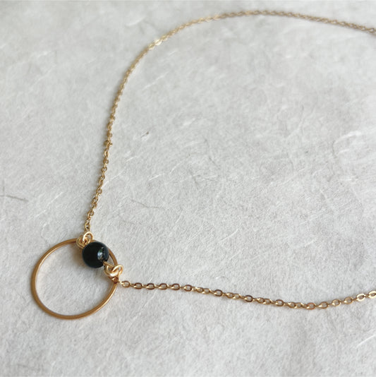 Discreet Day Collar with little Agate Moonstone or Pearl /  O Ring Choker Necklace - Submissive Jewelry