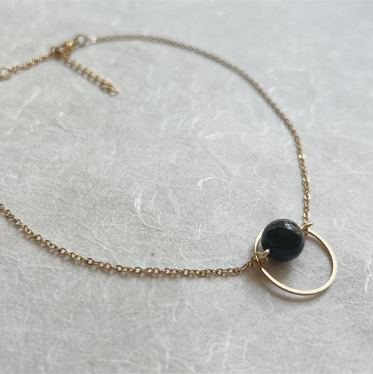 Discreet Day Collar with Gemstone of Choice /  O Ring Choker Necklace - Submissive Jewelry
