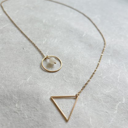Lariat Necklace with O Ring & Triangle / Discreet Collar with Gemstones - Submissive Jewelry