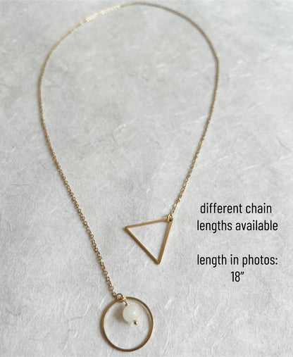 Lariat Necklace with O Ring & Triangle / Discreet Collar with Gemstones - Submissive Jewelry