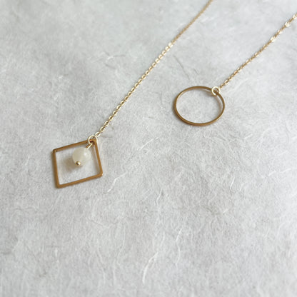 Lariat Necklace with O Ring and Gemstones / Discreet Day Collar - Submissive Jewelry