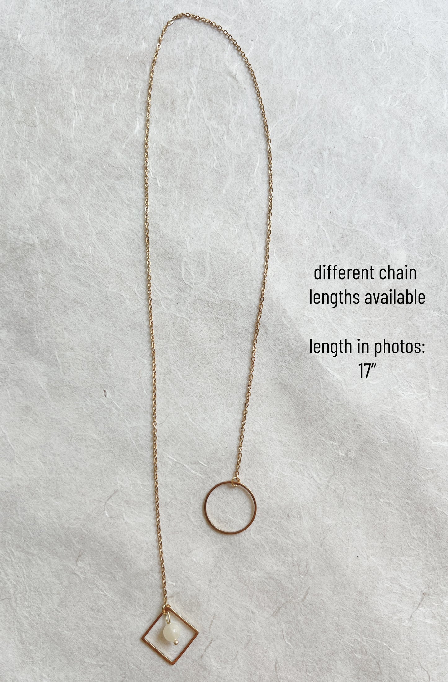 Lariat Necklace with O Ring and Gemstones / Discreet Day Collar - Submissive Jewelry