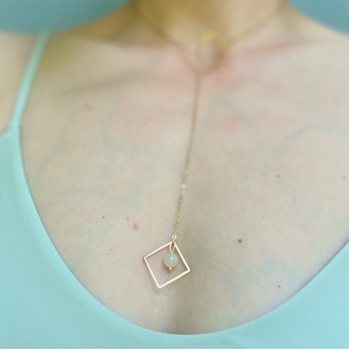Lariat Necklace with O Ring and Gemstones / Discreet Day Collar - Submissive Jewelry
