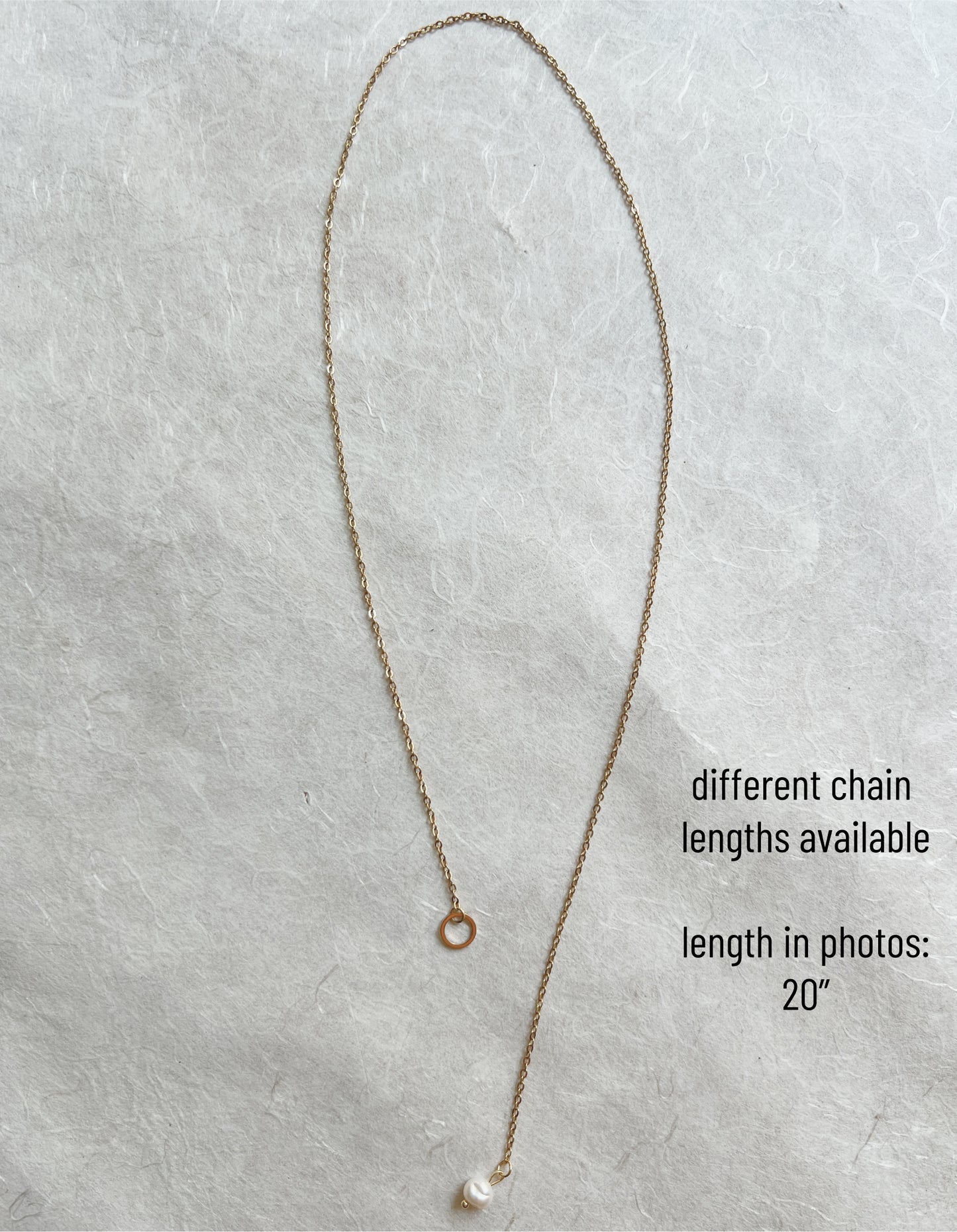 Minimalist Pearl Lariat Necklace / Discreet Day Collar / Y Necklace - Submissive Jewelry