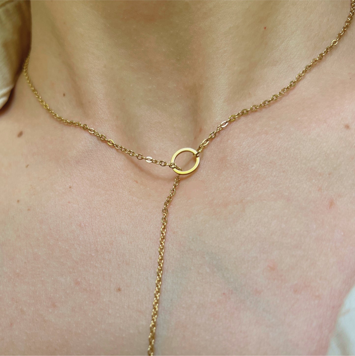 Minimalist Pearl Lariat Necklace / Discreet Day Collar / Y Necklace - Submissive Jewelry