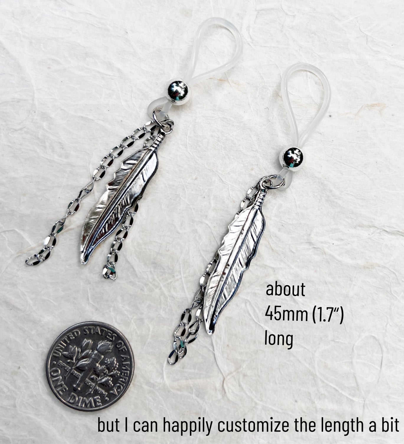 Feather Dangle - Faux Nipple Piercing / Non Piercing Nipple Jewelry